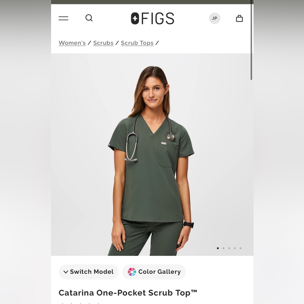 Figs Women's Scrub Top - color: Moss